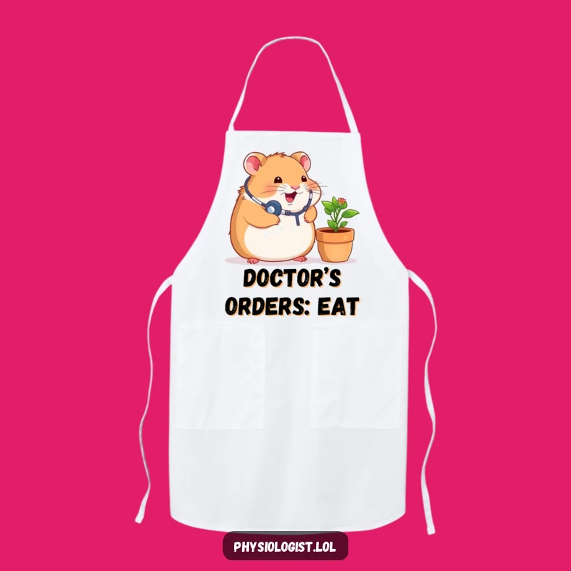 Funny Chubby Hamster Apron - Hilarious Chef Listening to Plant Cooking