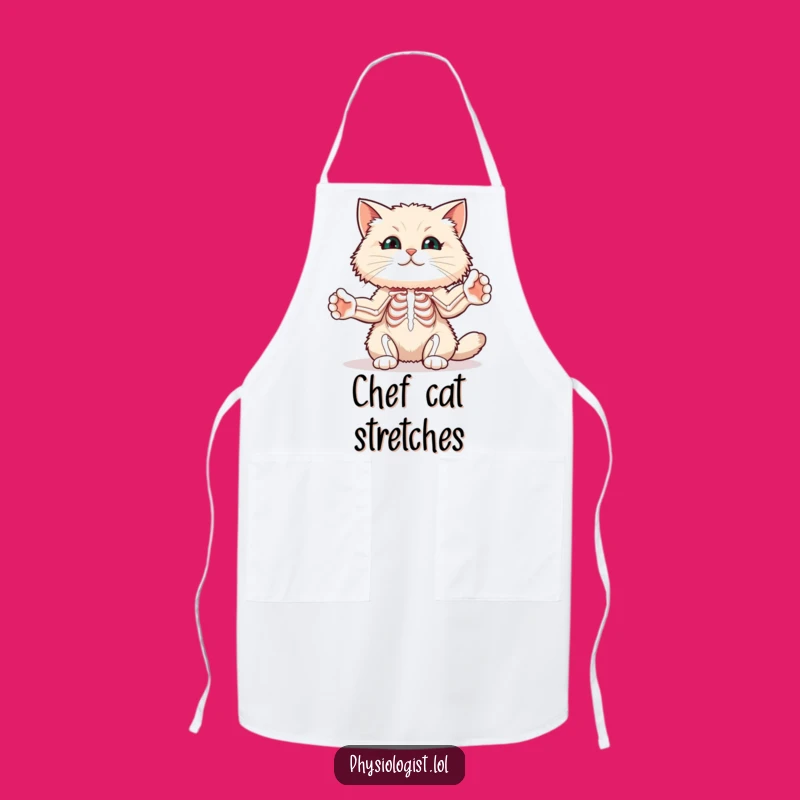 Funny Cat Muscle Apron: Stretching Paws for a Humorous Workout Kitchen