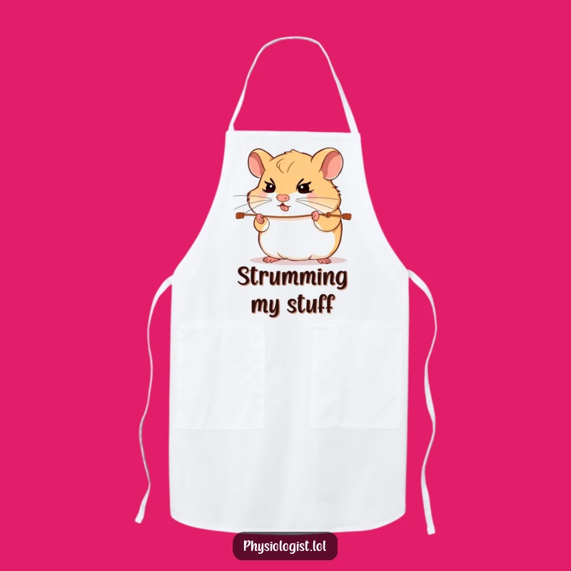 Funny Hamster Guitar Apron: Determined Hamster Strings Kitchen Funny Gift