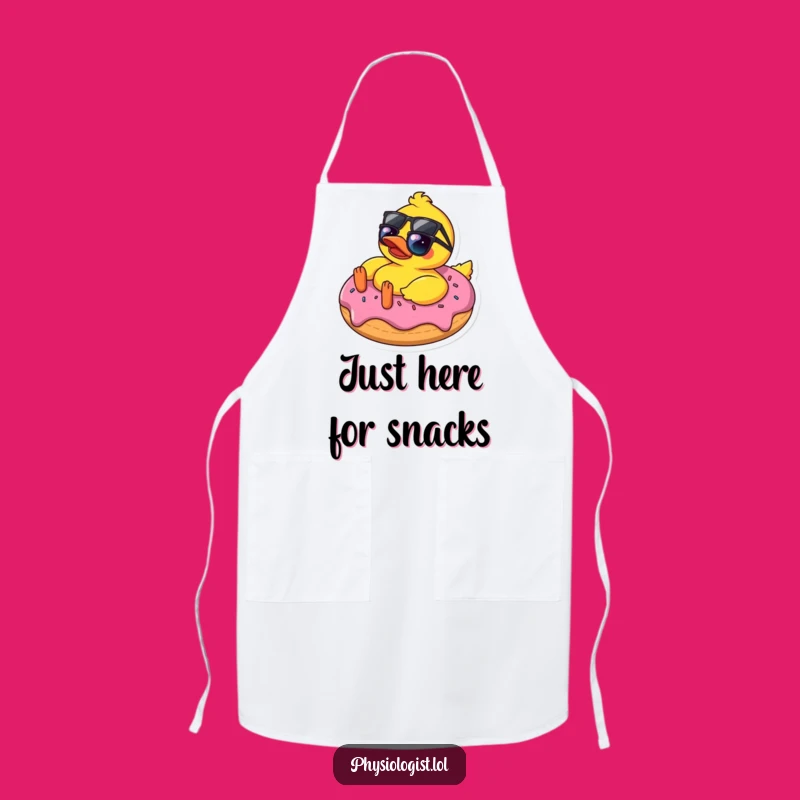Funny Sunglasses Duck on Donut Apron - Comical Kitchen Gift for Chefs