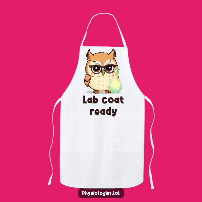 Funny Owl Scientist Apron: Tiny Glasses for Smart Kitchen Experiments & Humor