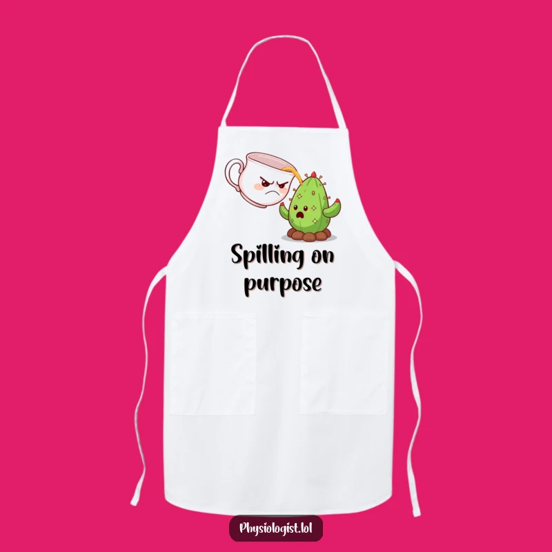 Funny Grumpy Teacup Apron: Cactus Surprise Kitchen Fun Funny Gift