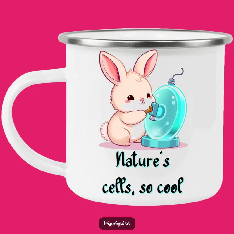 Adventure-Ready Funny Bunny Cell Explorer Camping Mug!