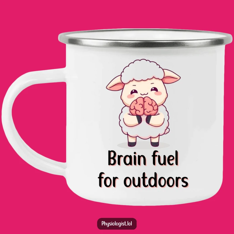 Funny Giggling Sheep Brain Camping Mug - Hilarious Outdoor Companion