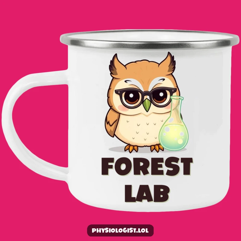 Funny Owl Scientist Camping Mug: Tiny Glasses, Smart Sips on Adventures