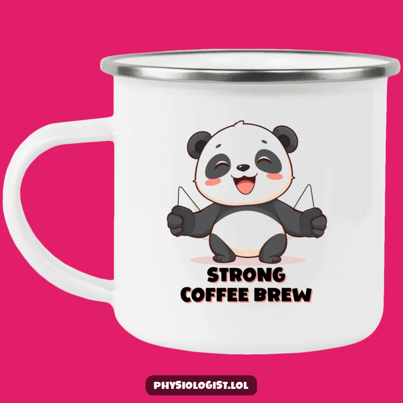 Funny Panda Gym Camping Mug: Cheerful Sips with Muscular Views!