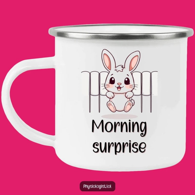 Funny Rabbit Camping Mug: Adventure with a Peeking Bunny