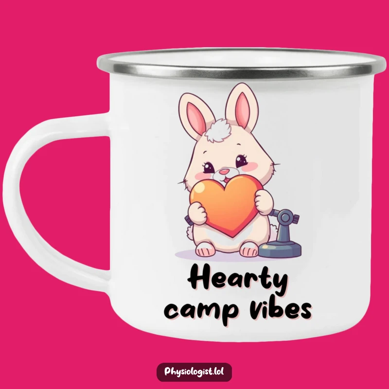 Funny Rabbit Heart Camp Mug - Adorable Outdoor Companion