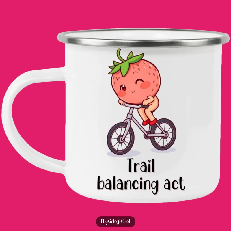 Funny Strawberry Unicycle Campfire Mug: Berry's Outdoor Funny Ride