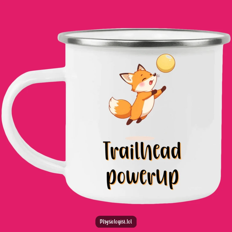 Funny Fox Leaping Camping Mug: Rugged & Comical Outdoor Gift