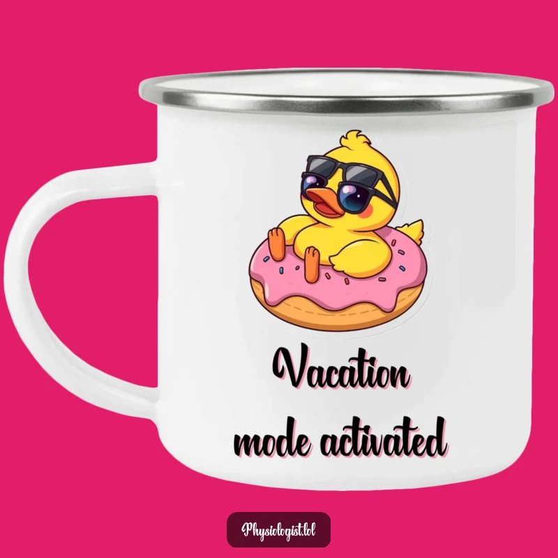 Funny Sunglasses Duck on Donut Camping Mug - Hilarious Outdoor Gift for Adventurers