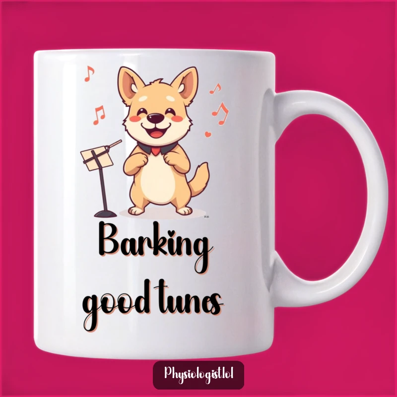 Funny Dog Conductor Mug: Smiling Dog Leads Invisible Orchestra Funny Gift