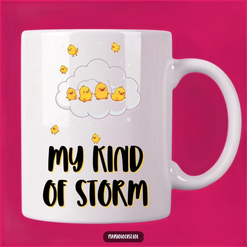 Funny Cloud Raining Rubber Chickens Mug - Hilarious Whimsical Gift for Chicken Lovers