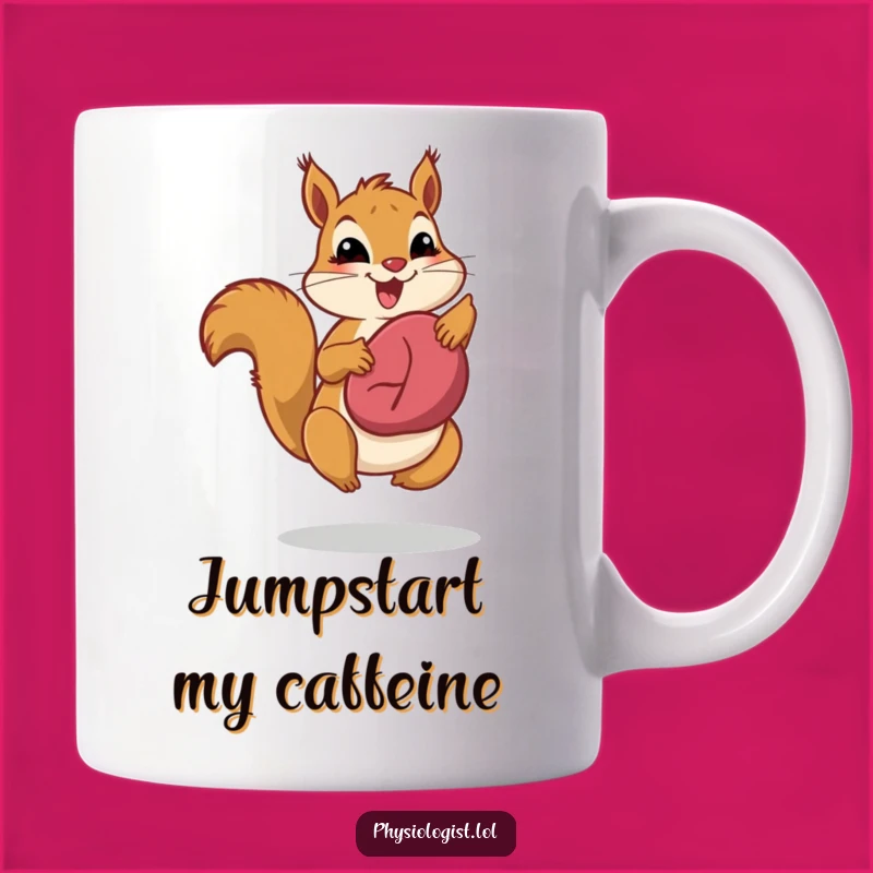 Funny Liver Health Squirrel Mug: A Jumping Nut's Hilarious Gift for Health Enthusiasts