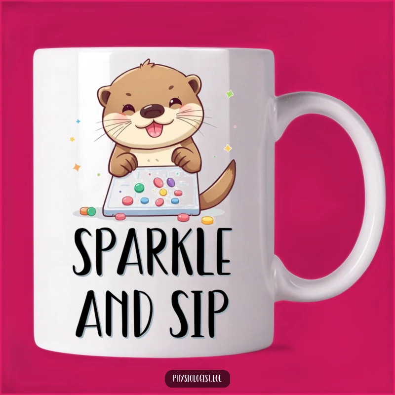 Funny Otter Glitter Lab Mug: A Sparkly Gift for Diligent Workers!