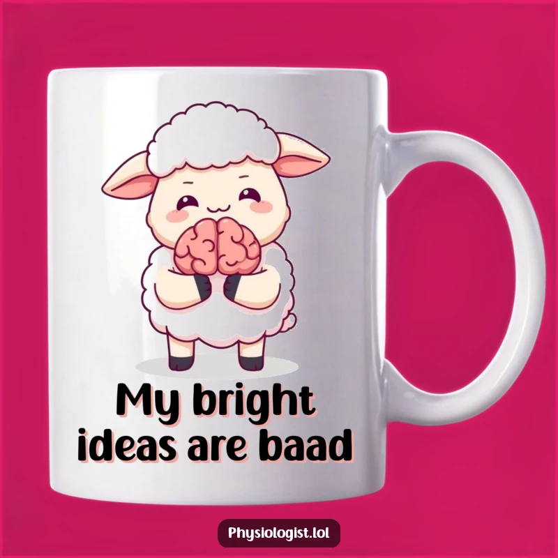 Funny Giggling Sheep with Brain Mug - Hilarious Gift for Smarty Pants