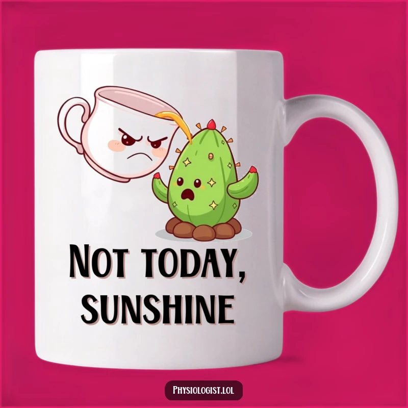Funny Grumpy Teacup Mug: Surprised Cactus Reaction Funny Gift