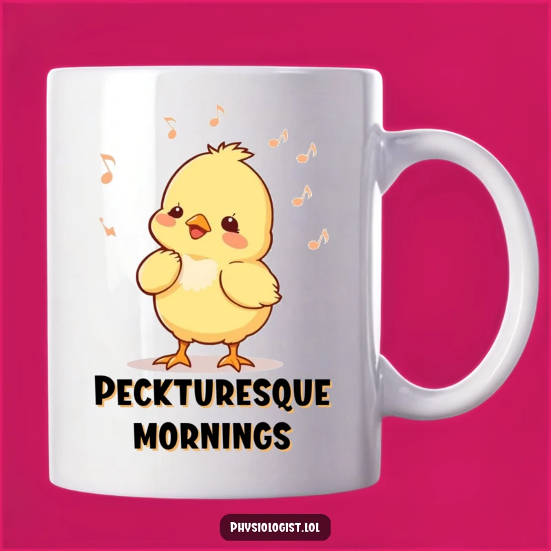 Funny Chick Music Mug: Tiny Chick Bobbing Head Fun Funny Gift