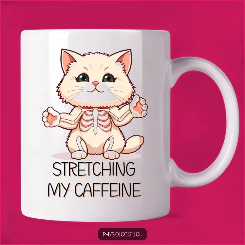 Funny Yoga Cat Muscle Mug: Stretching Paws for Fitness Humor, Perfect Yogi Gift