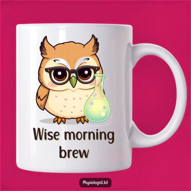 Funny Owl Scientist Mug: Cheerful Hooting with Tiny Glasses, Perfect Lab Gift