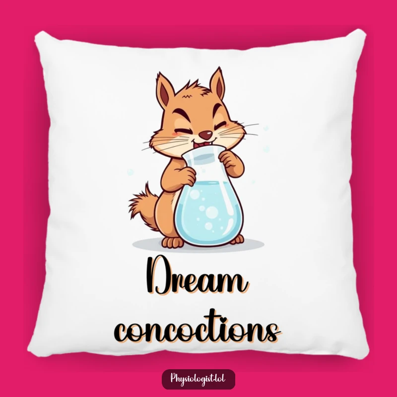 Funny Squirrel Lab Pillow: Bubbly Mixture, a Cozy Funny Gift