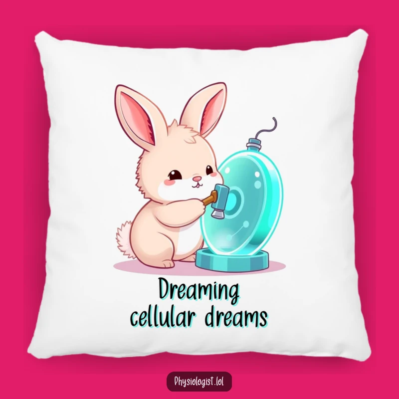 Soft Funny Bunny Cell Explorer Pillow: Cuddle Up with Curiosity!