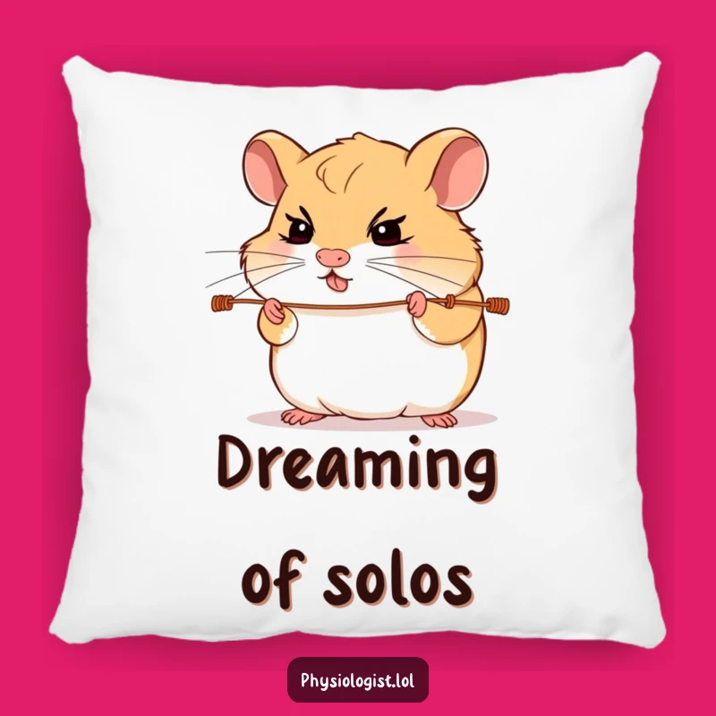 Funny Hamster Guitar Pillow: Determined Hamster Strings Comfort Funny Gift
