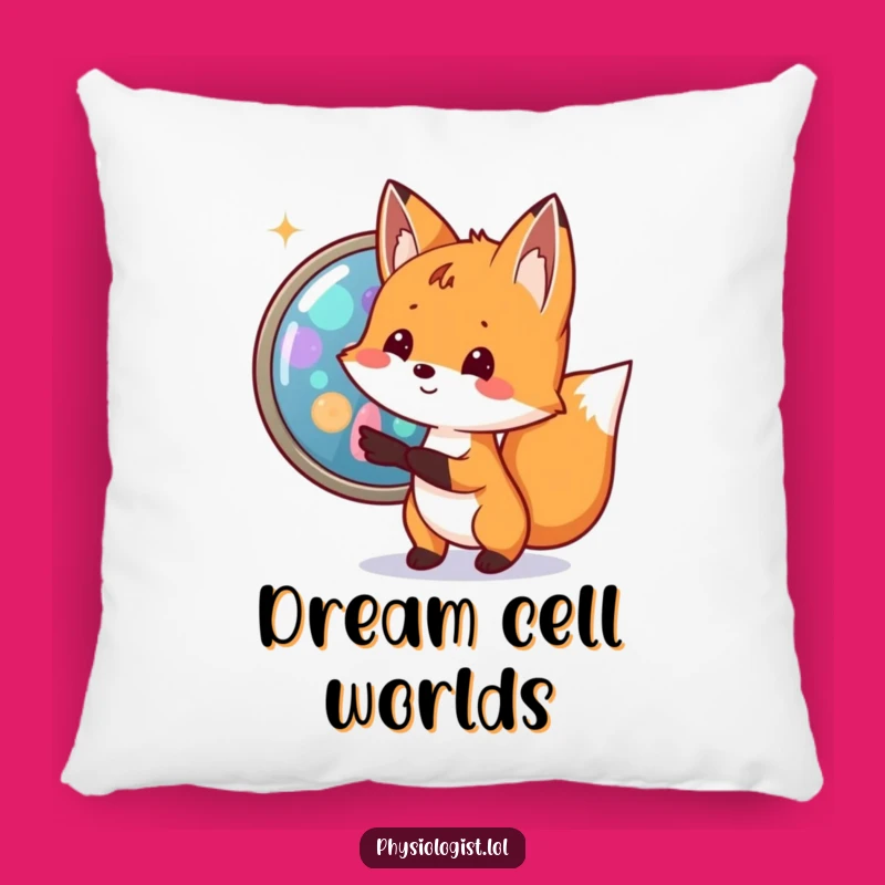 Funny Fox Biologist Pillow: Cell Comfort for Cozy Science Exploration