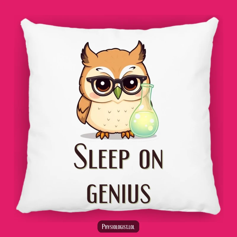 Funny Owl Scientist Pillow: Tiny Glasses Comfort for Smart, Cozy Humor
