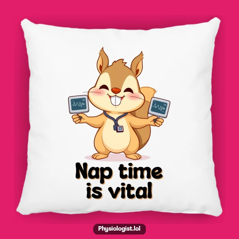 Funny Squirrel EKG Pillow: Cozy & Cheerful Decorative Funny Gift