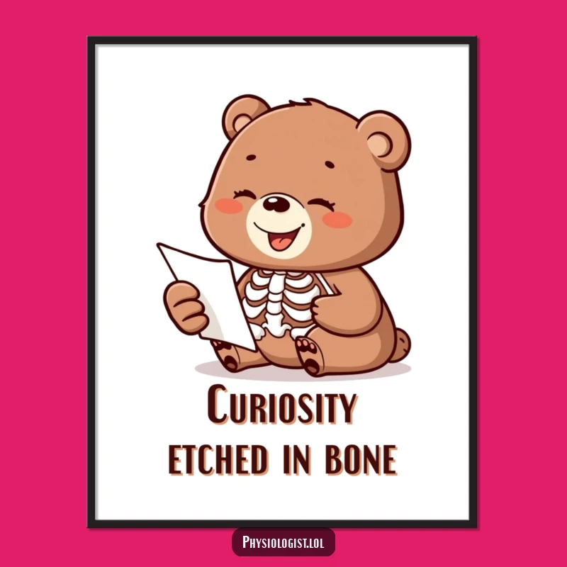 Funny Bear Cub Skeleton Anatomy Digital Art: Instant Humor for Your Space