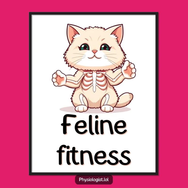 Funny Cat Muscle Digital Art: Stretching Paws Download for Fitness Decor