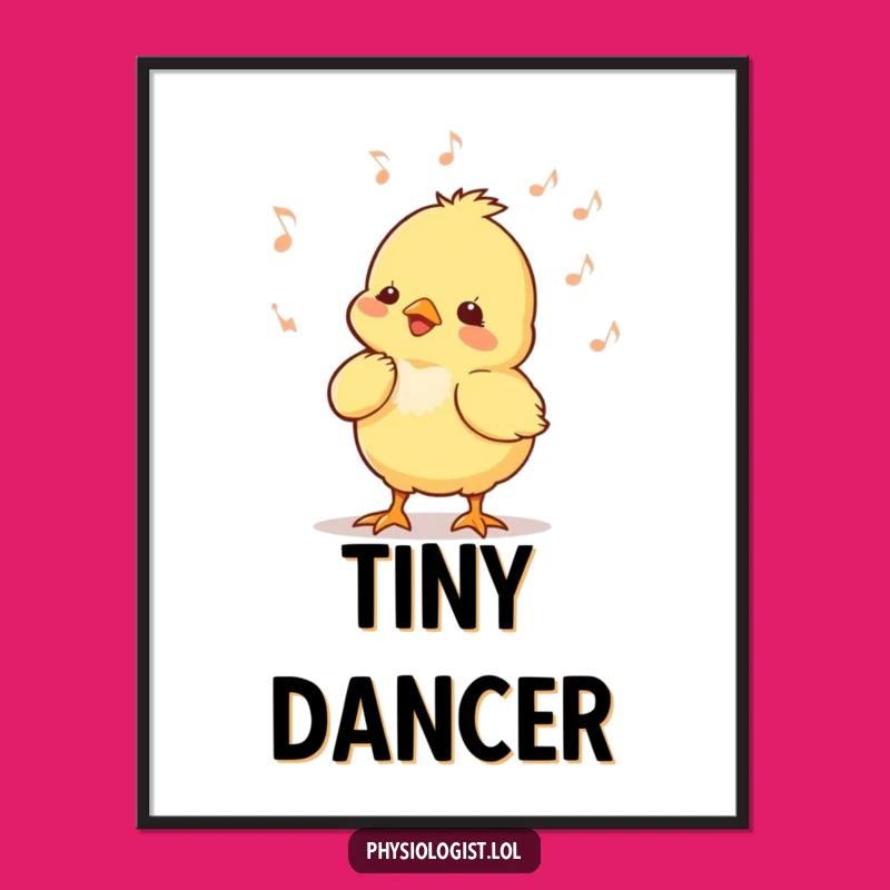 Funny Chick Music Digital Art: Tiny Chick Bobbing Head Print Funny Gift