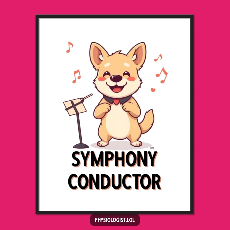 Funny Dog Conductor Digital Art: Smiling Dog Invisible Orchestra Print Funny Gift