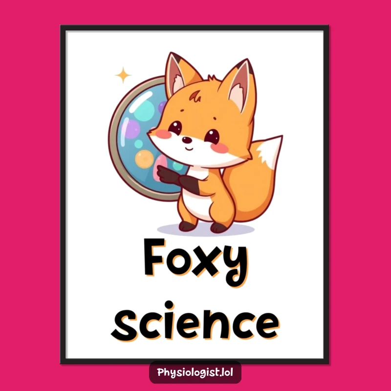 Funny Fox Biologist Digital Art: Cell Magnification Download for Science Decor