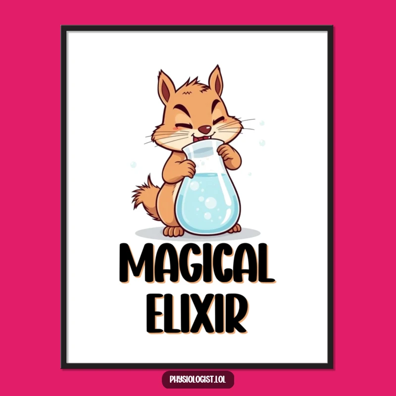 Funny Squirrel Chemist Digital Art: Bubbly Mixture, Instant Funny Gift