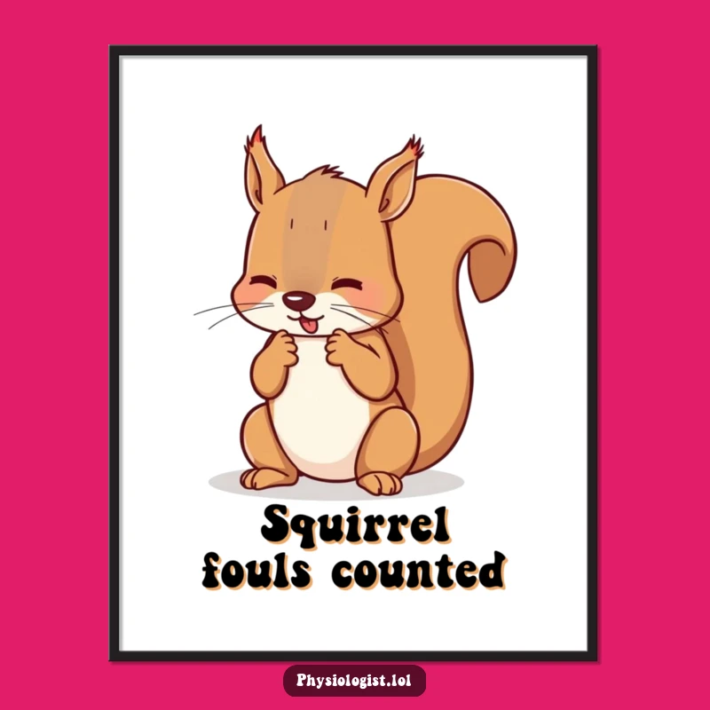 Funny Squirrel Referee Art Print: Counting Fouls - Instant Decor Gift