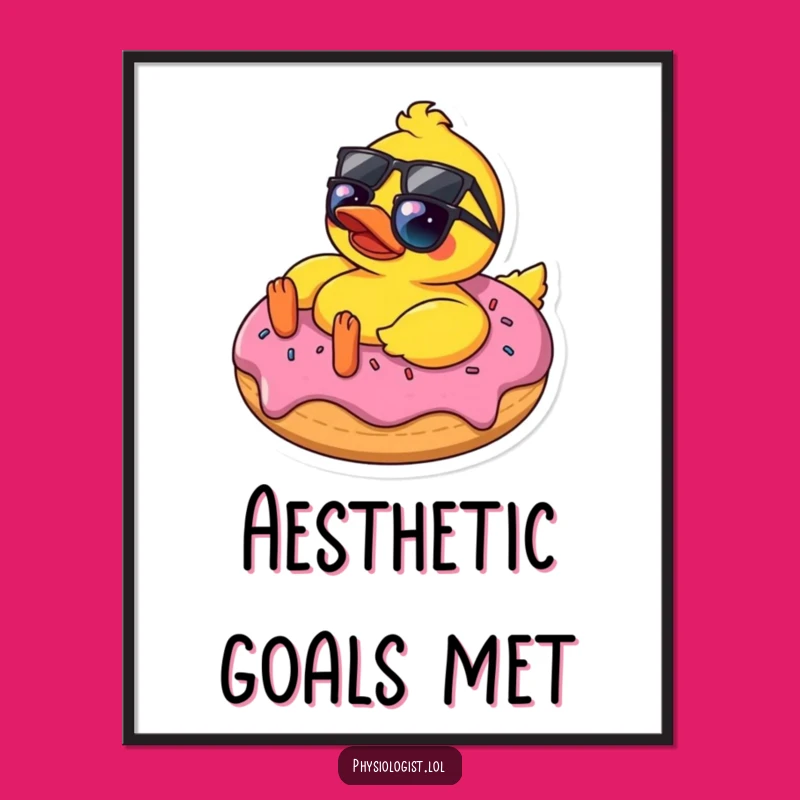 Funny Sunglasses Duck on Donut Digital Art - Instant Comical Decor for Your Walls