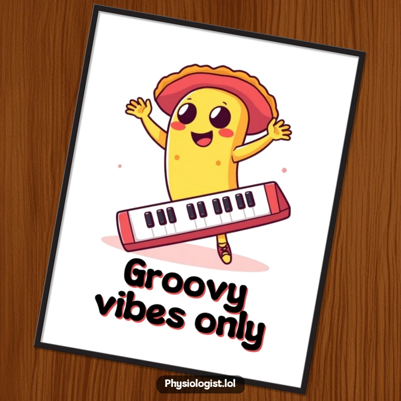 Funny taco dancing salsa on a giant keyboard, as digital art, conveying humorous rhythm and artistic flair.