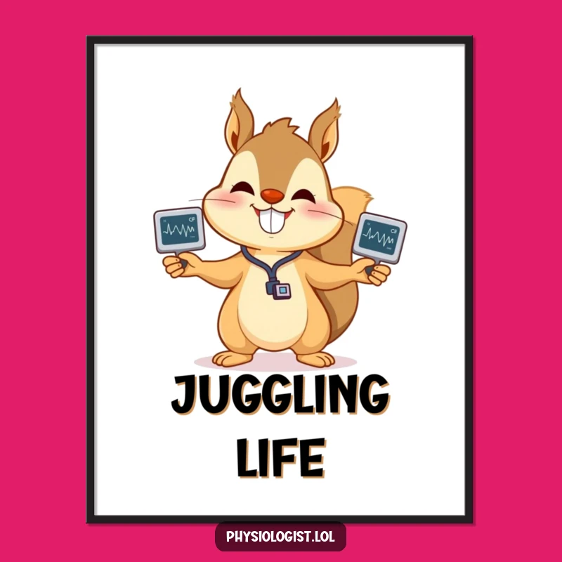 Funny Squirrel EKG Digital Art: Cheerful & Lively Wall Decor Gift