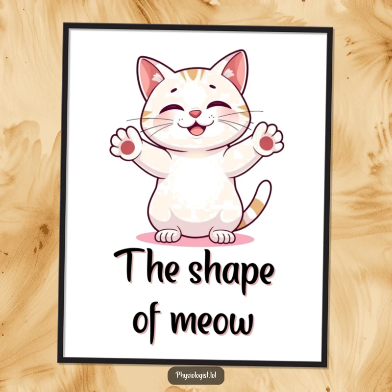 Funny Cat Abstract Digital Art Print: High-resolution art of a cat measuring a glowing abstract shape, perfect for instant, humorous wall decor.