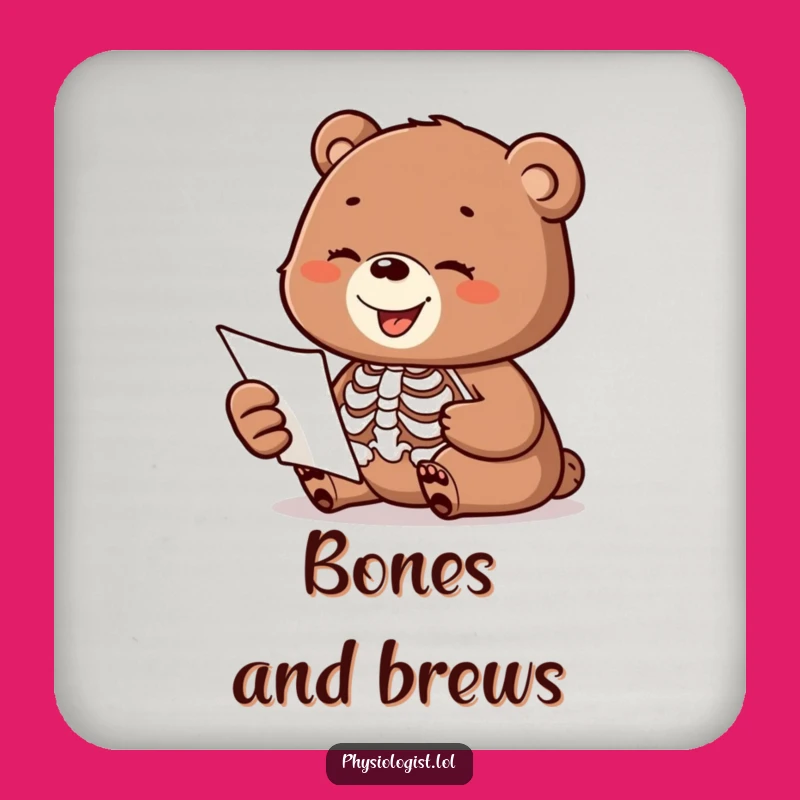 Funny Bear Cub Skeleton Protector Coaster: Guard Surfaces with Humor