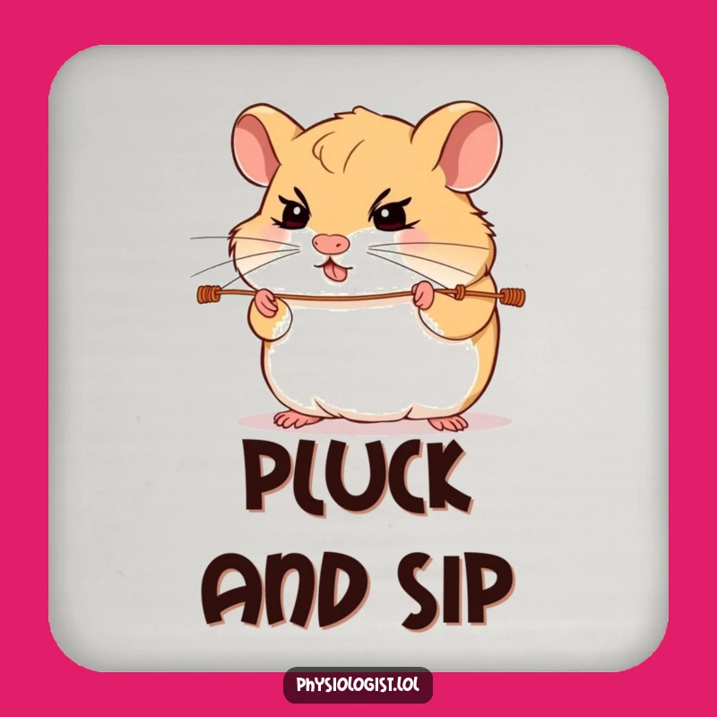 Funny Hamster Guitar Coaster: Determined Hamster Strings Protect Funny Gift