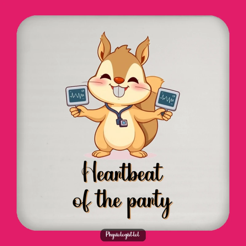 Funny Squirrel EKG Coaster: Protect Surfaces with Heartfelt Humor