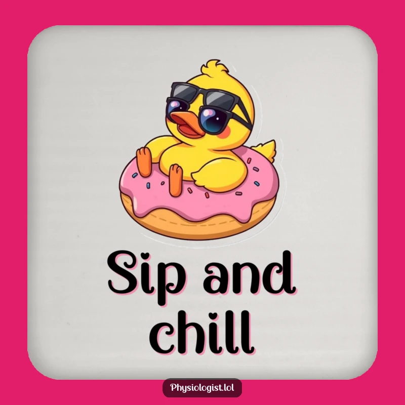 Funny Sunglasses Duck on Donut Coaster - Comical Protection for Your Surfaces