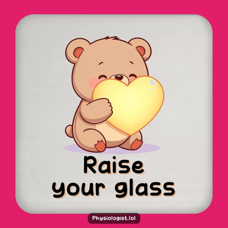 Funny Bear Cardiologist Coaster Set - Protect Surfaces with Heartwarming Humor