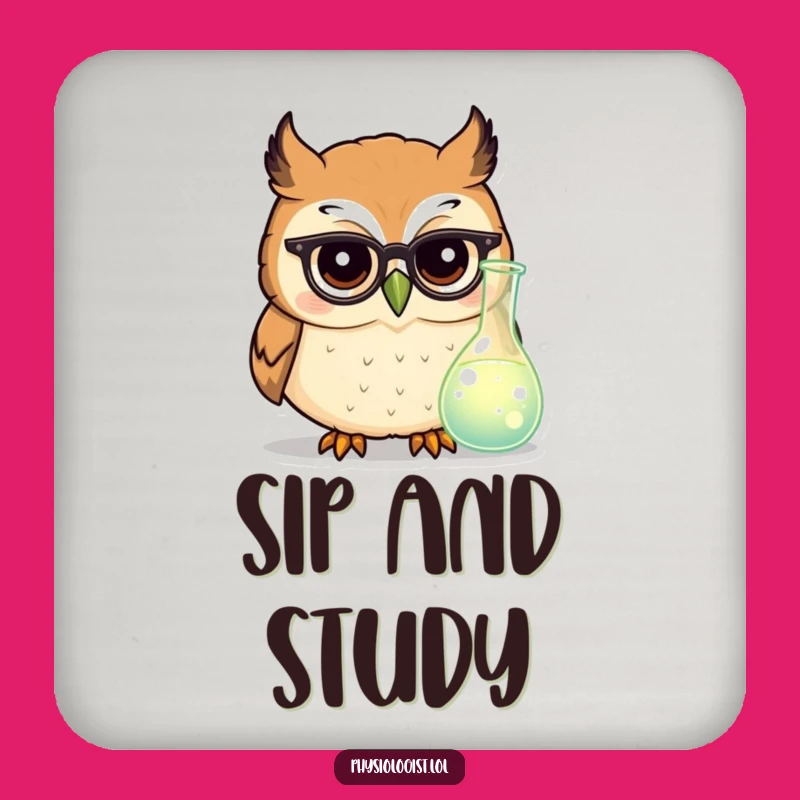Funny Owl Scientist Coaster: Tiny Glasses Protect Surfaces with Smart Humor