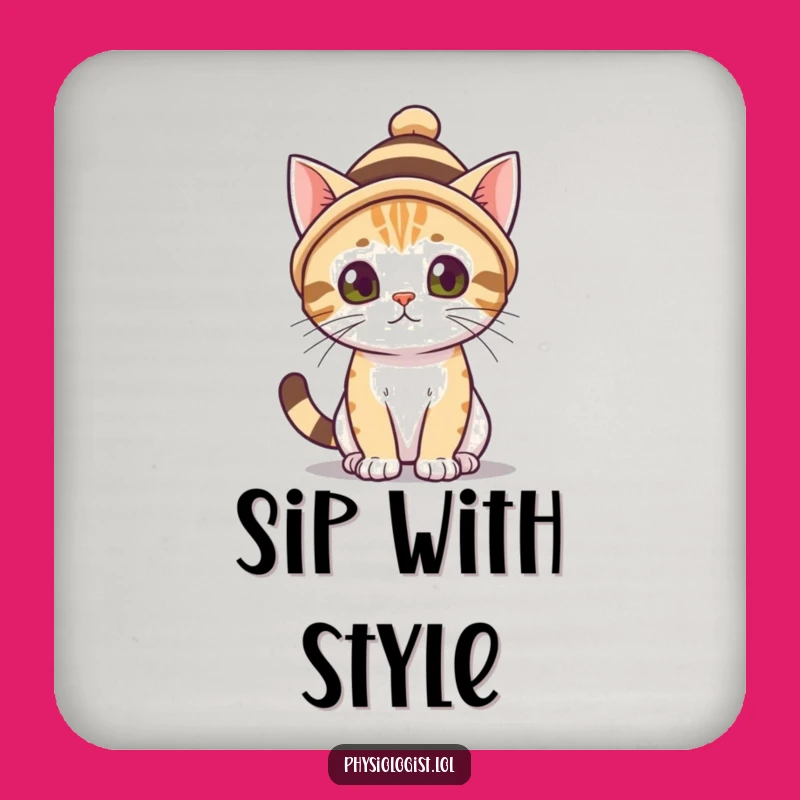 Funny Cat Hat Coaster - Feline Protection & Quirky Gift