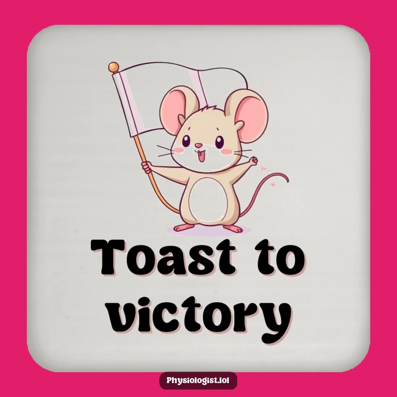 Funny Mouse Flag Coaster: Tiny Leader Protection - Drink Humor Gift