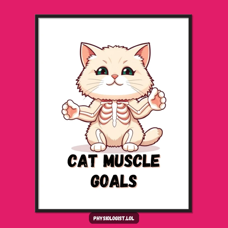 Funny Cat Muscle Poster: Stretching Paws Art, Humorous Fitness Decor
